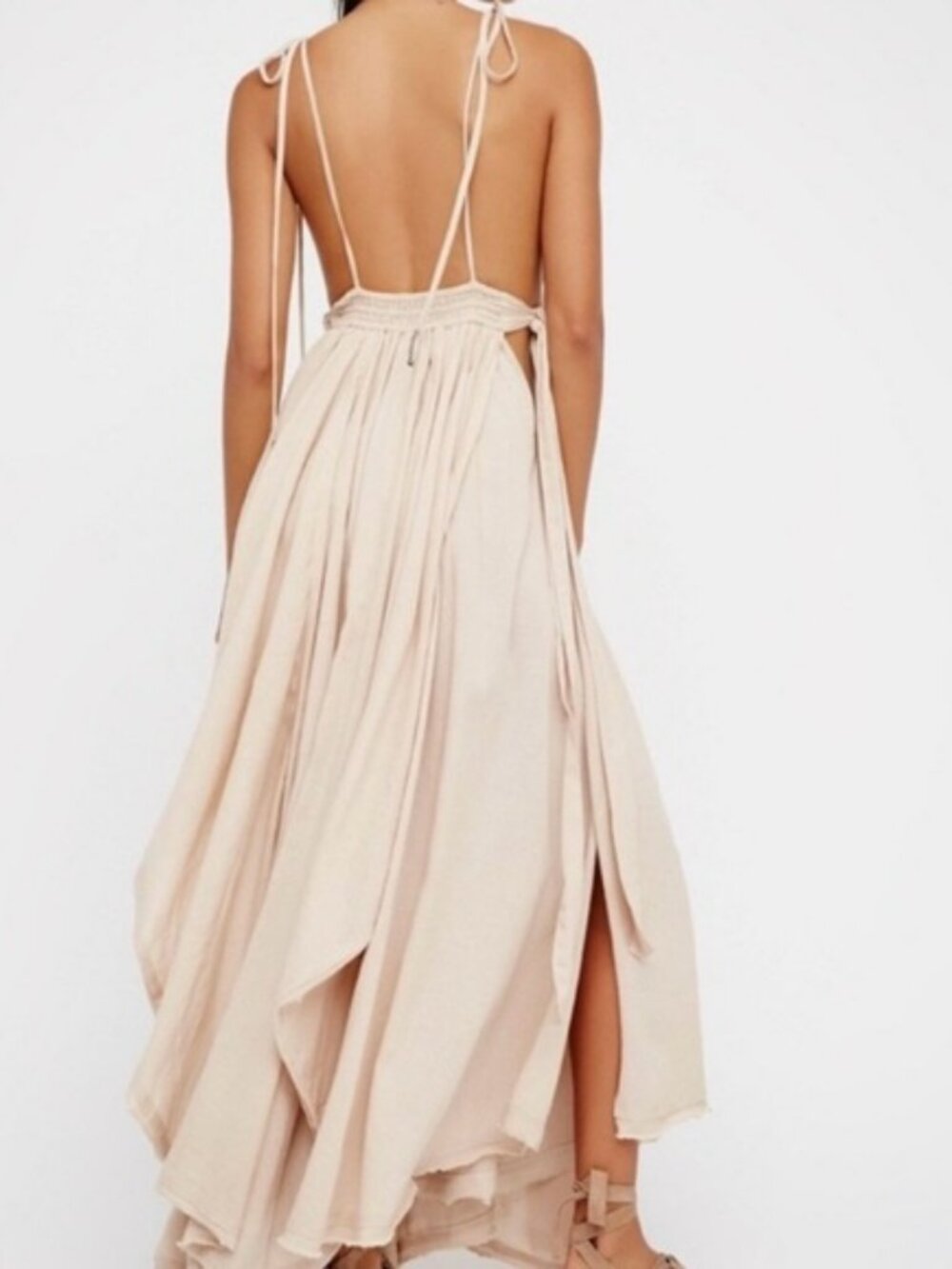 Free People Tropical Heat Maxi Dress In Stone Ivory Size S Backless Strappy Rare - Picture 3 of 9